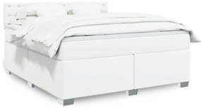 vidaXL Cama com molas/colchão 180x200 cm couro artificial branco
