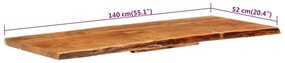 Tampo p/ móvel toucador WC 140x52x3,8 cm madeira acácia maciça