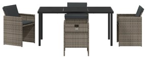 Conjunto de Jantar de Jardim de 5 Peças com Almofadas em Rattan Poly C