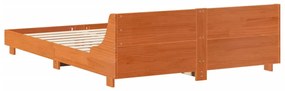 Cama sem colchão 140x200 cm madeira pinho maciça castanho-mel