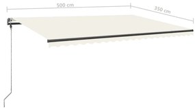 Toldo retrátil manual independente 500x350 cm cor creme