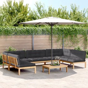 vidaXL 6 pcs conj. sofás paletes p/ jardim c/ almofadões acácia maciça