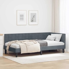 vidaXL Estrutura de Cama de Canto Cinza Escuro 100 cm x 200 cm Veludo