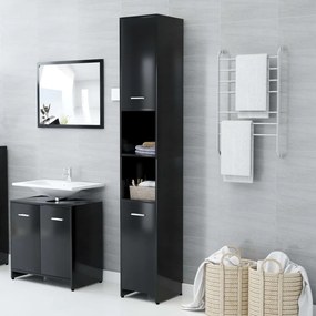 802598 vidaXL Armário de casa de banho 30x30x183,5 cm contraplacado preto