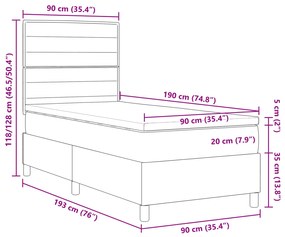 Cama Box Spring com Colchão Azul Solteiro Tecido