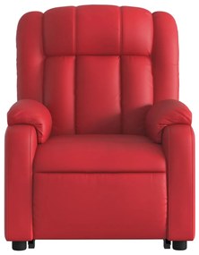 Poltrona reclinável elevatória elétrica couro artif. vermelho