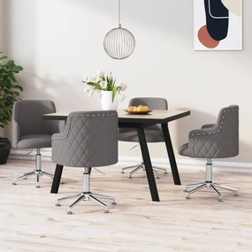 vidaXL Cadeiras de jantar giratórias 4 pcs tecido cinzento-escuro