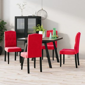 vidaXL Cadeiras de jantar 4 pcs veludo vermelho tinto