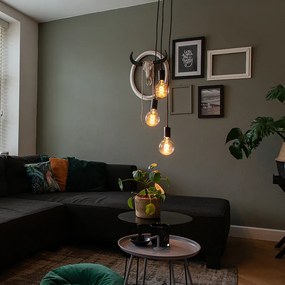 Candeeiro de suspensão industrial preto 3-luzes - Facil