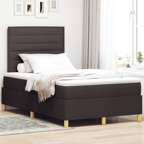 Cama Box com Colchão &amp; LED Castanho Escuro 120x190 cm Tecido