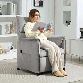 Poltrona relax elétrica com função de memória, 80 x 83 x 104 cm apoio para os pés retrátil, comando à distância, cinzenta