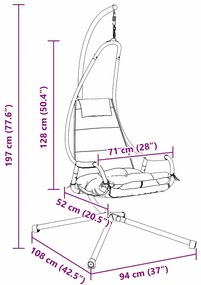 Cadeira Suspensa com Suporte e Almofada Taupe de Aço
