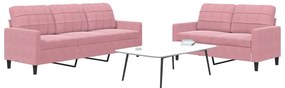 2 pcs conjunto de sofás com almofadões veludo rosa
