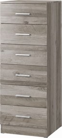 Cómoda Alta com 6 Gavetas para Quarto com Sistema Anti-Tombo 40x40x110 cm Cinzento-claro e Branco
