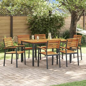 vidaXL Conjunto de Jantar para o Jardim 7 Peças Madeira Sólida Acácia e Metal