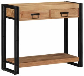 Mesa de Consola vidaXL Preta 90x33x75 cm em Madeira de Acácia Sólida e Metal