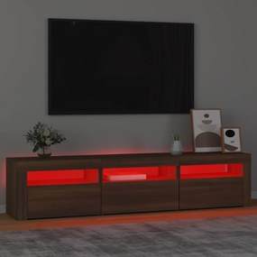 Móvel de TV com luzes LED 180x35x40 cm Carvalho Marrom