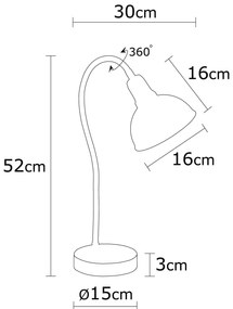 Candeeiro de Mesa Kumluca – Branco – 16x52 cm
