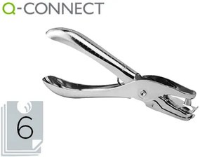Furador Q-Connect de Alavanca Metalico Cromado 1 Furo Abertura 6 mm Capacidade 6 Folhas