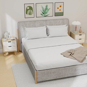 Conjunto de 2 Mesas de Cabeceira Modernas com 2 Gavetas de Deslizamento Silencioso Pés de Madeira 40x35x50 cm Branco Brilhante e Carvalho