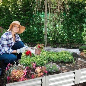 Canteiro de jardim elevado triangular galvanizado com luvas Kit de 6 caixas metálicas para legumes Flores Ervas 150 x 150 x 30 cm Prata