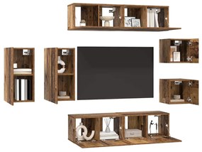 Conjunto de móvel de TV 8 pcs Madeira antiga 30.5 x 30 x 60 cm