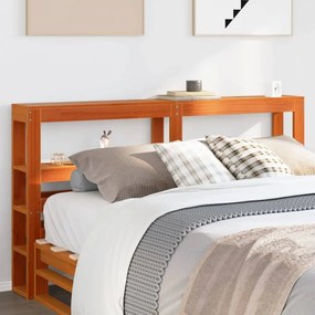 vidaXL Cabeceira com prateleiras 135 cm pinho maciço castanho-mel