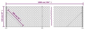 Cerca de arame com flange 1,1x10 m prateado