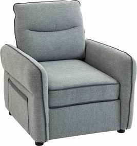Sofá de 1 lugar, sofá de sala em veludo egípcio, bolso lateral, 80 x 81 x 90 cm, cinzento