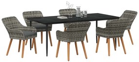 <strong>Conjunto de Jantar para Jardim de 7 Peças</strong> - Cinza em