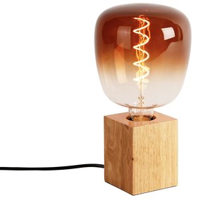 Candeeiro de mesa rústico em madeira natural com LED G140 - Bloc Rústico