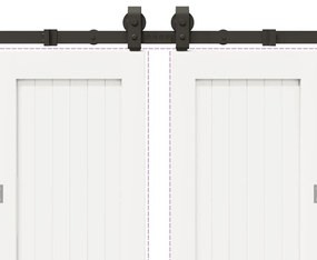 Kit de ferragens para porta deslizante 366 cm aço preto