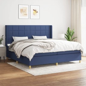 vidaXL Cama com molas/colchão 200x200 cm tecido azul