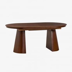 Mesa De Jantar Oval 180-240x105 Cm Extensível Em Mdf E Folheado A Carvalho Montana Madeira Escura - Sklum