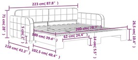 Sofá-cama com gavetão 100x200 cm veludo rosa
