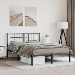 Estrutura de cama com cabeceira 140x200 cm metal preto