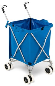 Carrinho de compras dobrável de 90L, 4 rodas, freio e direção 360°, estrutura de aço em formato de X, carga máxima: 54 kg, rosa