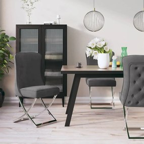vidaXL Cadeiras de jantar 6 pcs 53x52x98 cm veludo/aço inox. cinzento