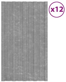 Painéis de telhado 12 pcs 80x45 cm aço galvanizado prateado
