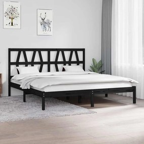 vidaXL Estrutura de cama super king 180x200 cm pinho maciço preto