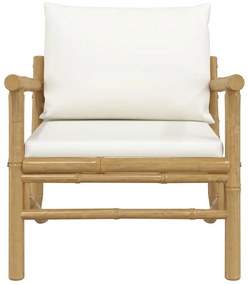 Cadeiras de jardim 2pcs bambu com almofadões branco nata