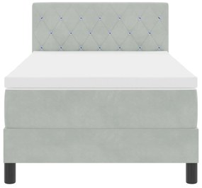 Cama Box Spring com Colchão Cinza Claro 90x200 cm Veludo