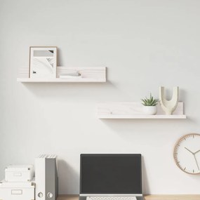 Prateleiras de parede 2 pcs 50x11x9 cm pinho maciço branco