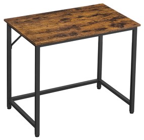 Mesa de Escrita VASAGLE, Mesa de Computador, Mesa de Escritório Pequena, 80 x 50 x 75 cm, Escritório, Escritório em Casa, Montagem Simples, Aço, Design Industrial, Marrom Rústico e Preto LWD038B01