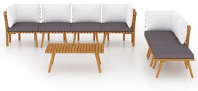 8 pcs conjunto lounge de jardim com almofadões acácia maciça