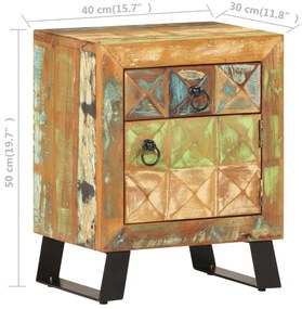 Mesa de cabeceira 40x30x50 cm madeira recuperada maciça