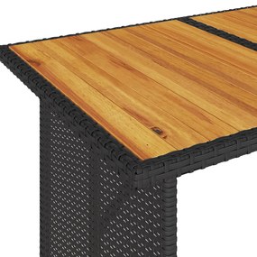 2 pcs conjunto de jantar p/ jardim c/ almofadões vime PE preto