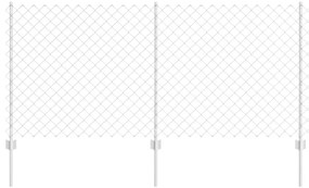 Cerca de Cadeia com 20 Postes Prata 1x10 m de Aço