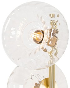 Candeeiro de pé Art Déco dourado com vidro 3-luzes - Ayesha Art Deco