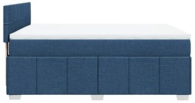 Cama com molas/colchão 160x200 cm tecido azul